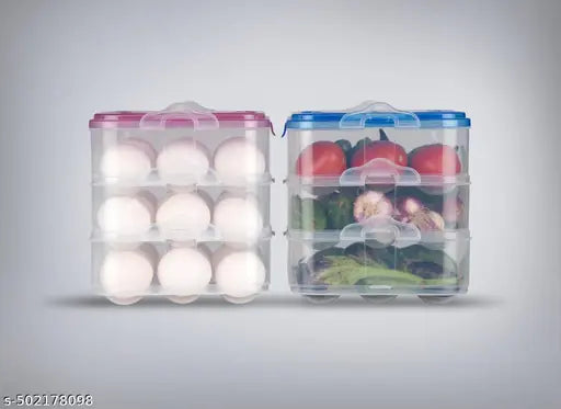 36 Grids Plastic Egg Storage Box with Lid Egg Tray Box Holder for Refrigerator Useful for Home, Kitchen & Poultry