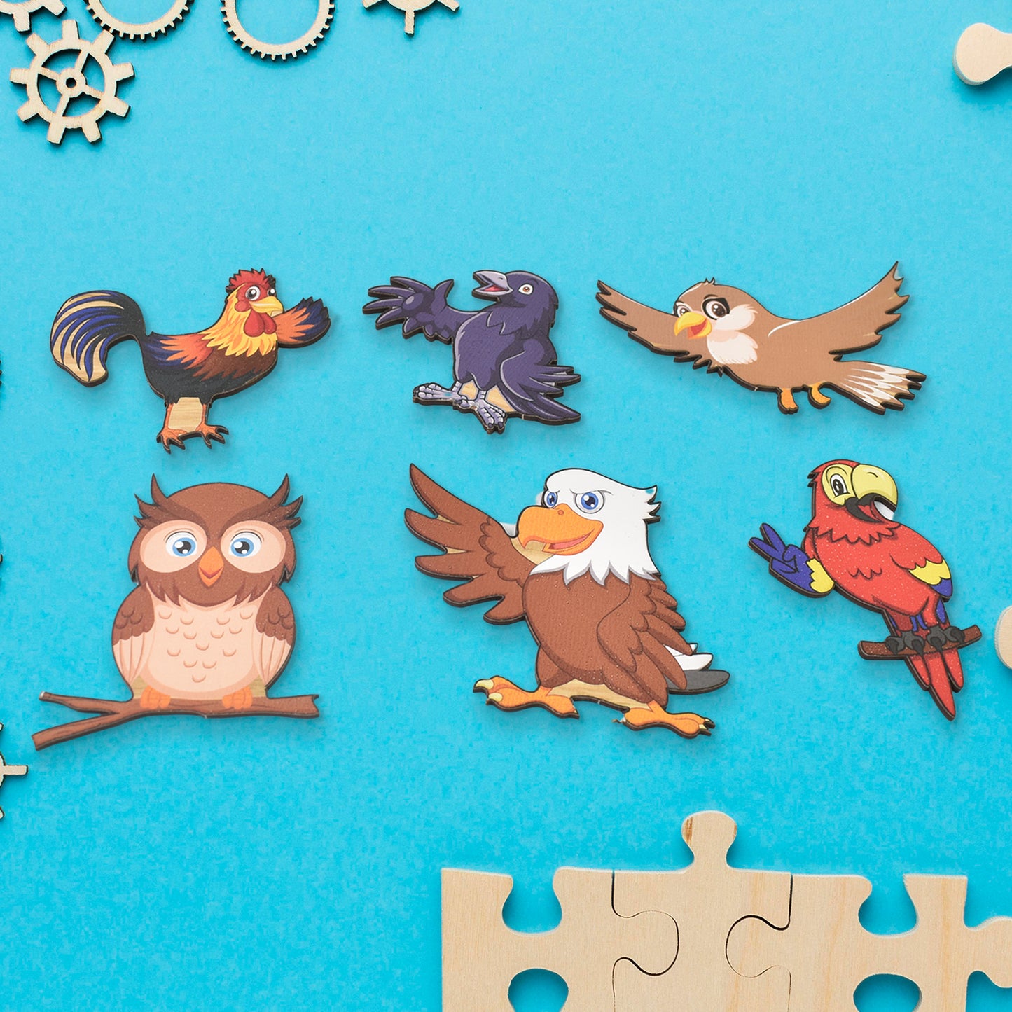 Wooden Bird Puzzle Learning Educational Board (1 Set 2820 Cm) - Springkart 