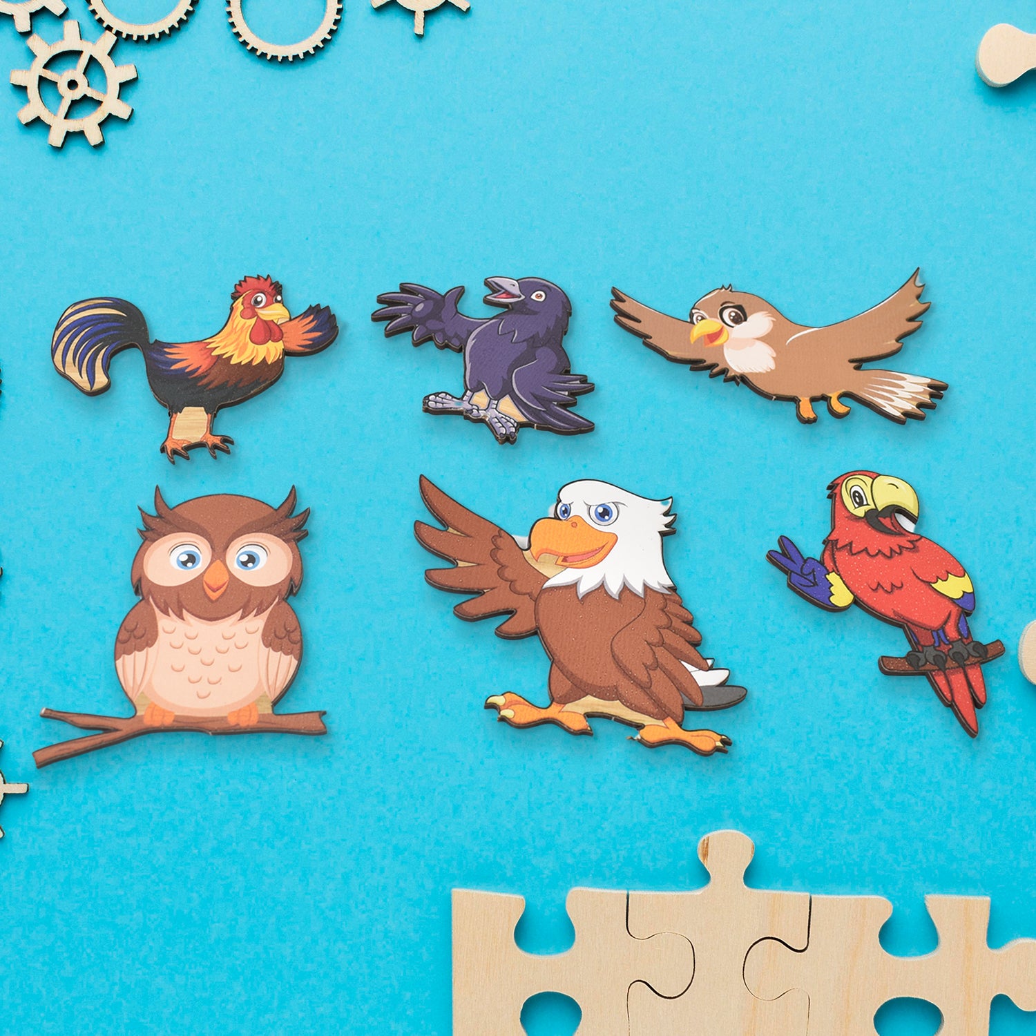 Wooden Bird Puzzle Learning Educational Board (1 Set 2820 Cm) - Springkart 