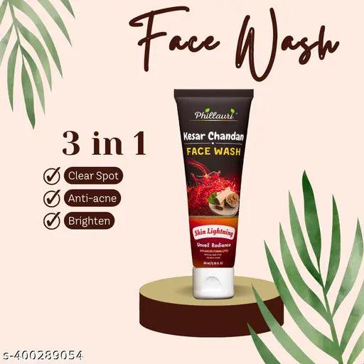 Kesar Chandan Face Wash, Skin Lightening & Tan Removal Face wash,Oil Controal & Remove Pigmentation Tan Removal Face Wash, All Skin Types(60ml) Pack of 2