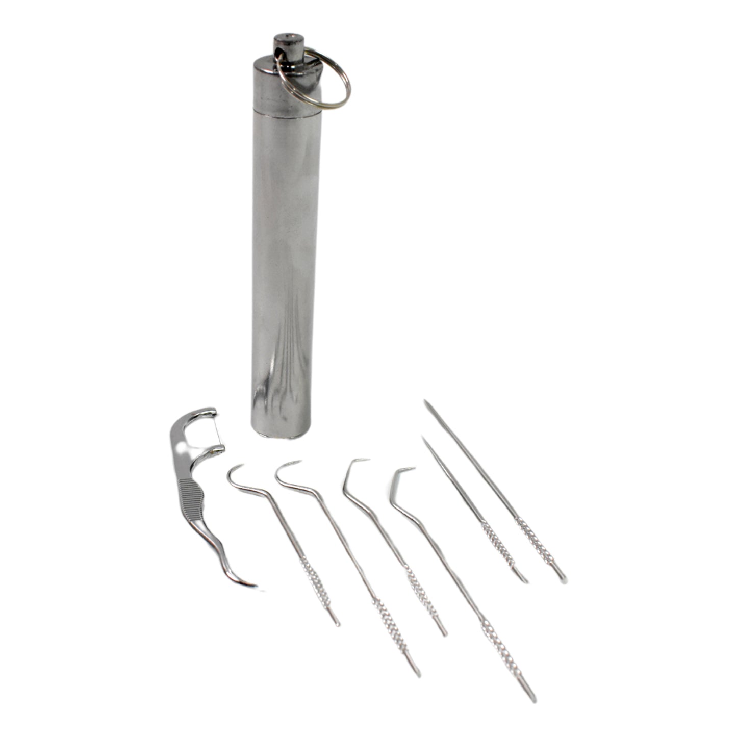 7 In 1 Stainless Steel Toothpick Flossier Set (1 Set With Case) - Springkart 