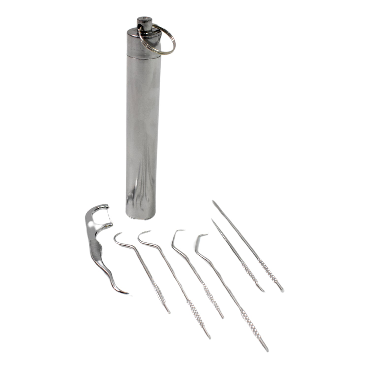 7 In 1 Stainless Steel Toothpick Flossier Set (1 Set With Case) - Springkart 