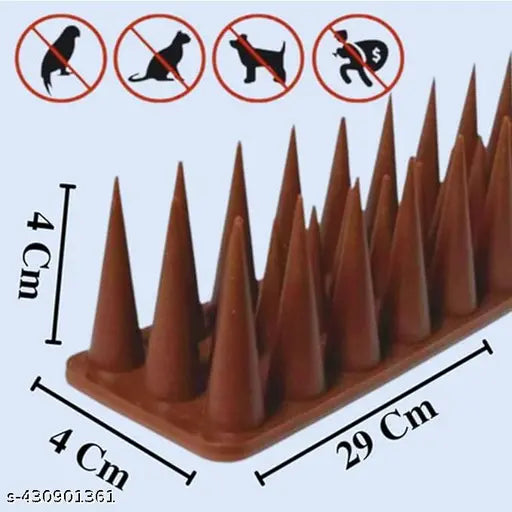 Plastic Brown Spikes (Pack of 10) with Double Sided Tap (12 x 4 inch) Anti Pigeon Spikes,