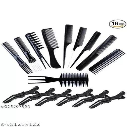 10 HAIR STYLISH SALOON COMB AND 6 PCS HAIR STYLISH CLIPS