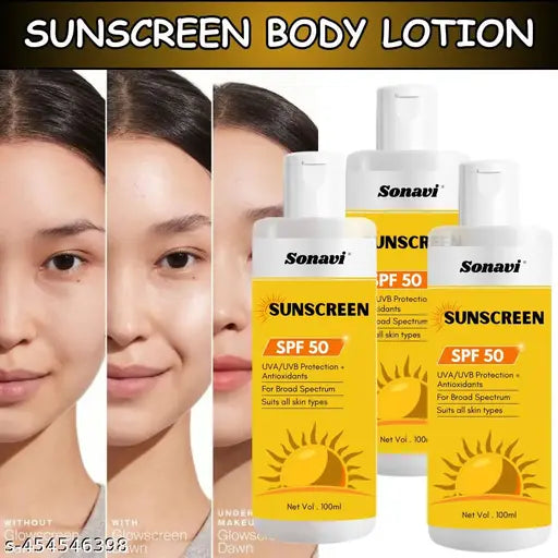 Sunscreen Cream SPF 50 For Oily & Dry Skin |100ml (Pack of 3) - Springkart 