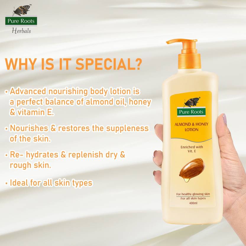 Pure Roots Almond & Honey Lotion Pack Of 2 (400ml * 2)  (800 ml)