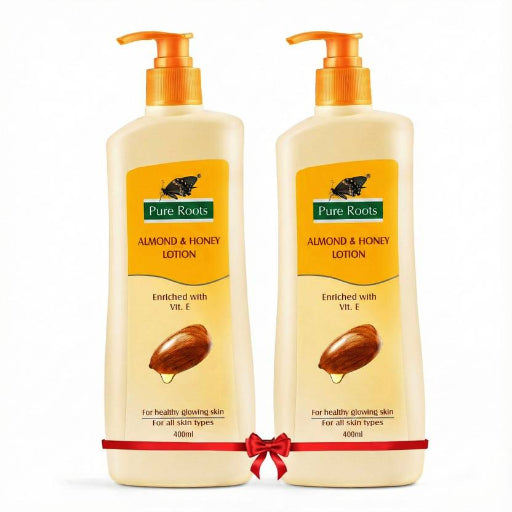 Pure Roots Almond & Honey Lotion Pack Of 2 (400ml * 2)  (800 ml)