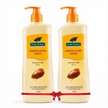 Pure Roots Almond & Honey Lotion Pack Of 2 (400ml * 2)  (800 ml)