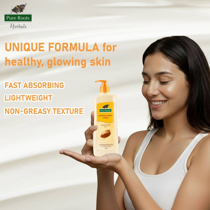 Pure Roots Almond & Honey Lotion Pack Of 2 (400ml * 2)  (800 ml)