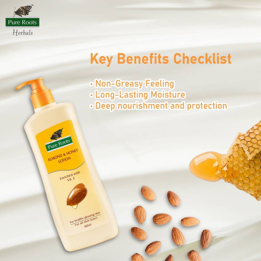 Pure Roots Almond & Honey Lotion Pack Of 2 (400ml * 2)  (800 ml)