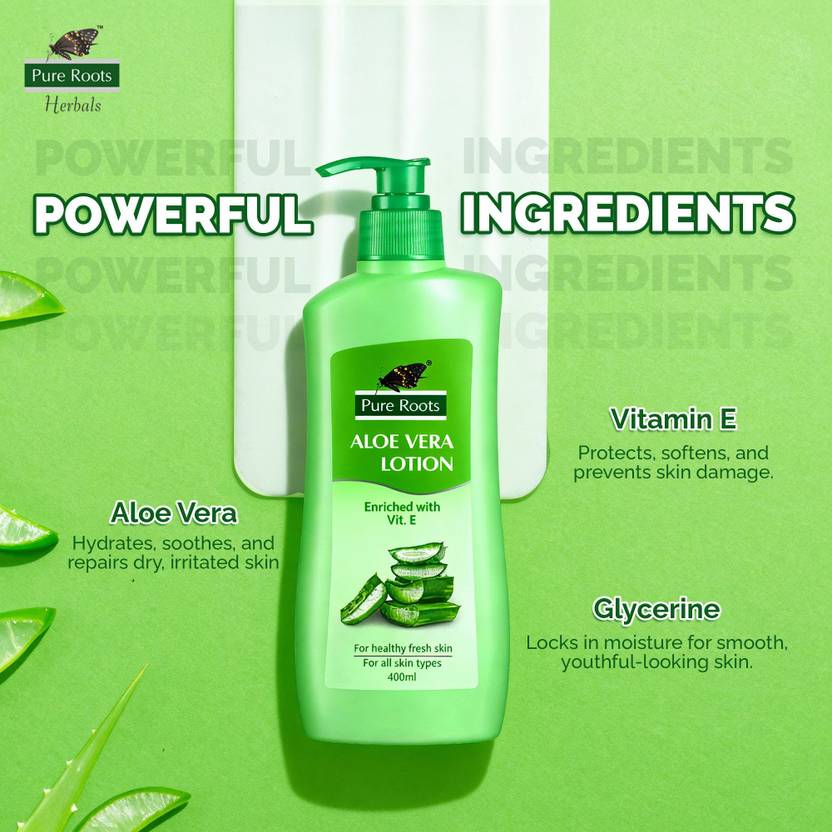 Pure Roots Herbals Aloe Vera Body Lotion For Men & Women - Pack of 2 ( 400ml * 2 )  (800 ml)