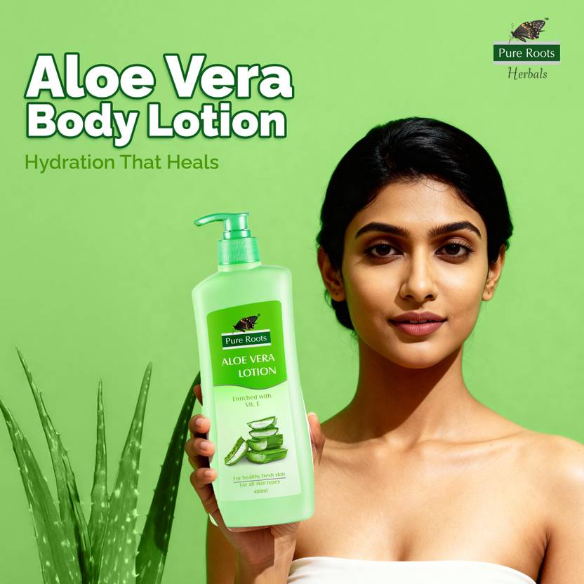 Pure Roots Herbals Aloe Vera Body Lotion For Men & Women - Pack of 2 ( 400ml * 2 )  (800 ml)