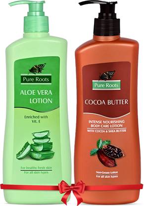 Pure Roots Cocoa Butter & Aloe Vera Body Lotion Combo 400ml Each Pack of 2 - Total  (800 ml)