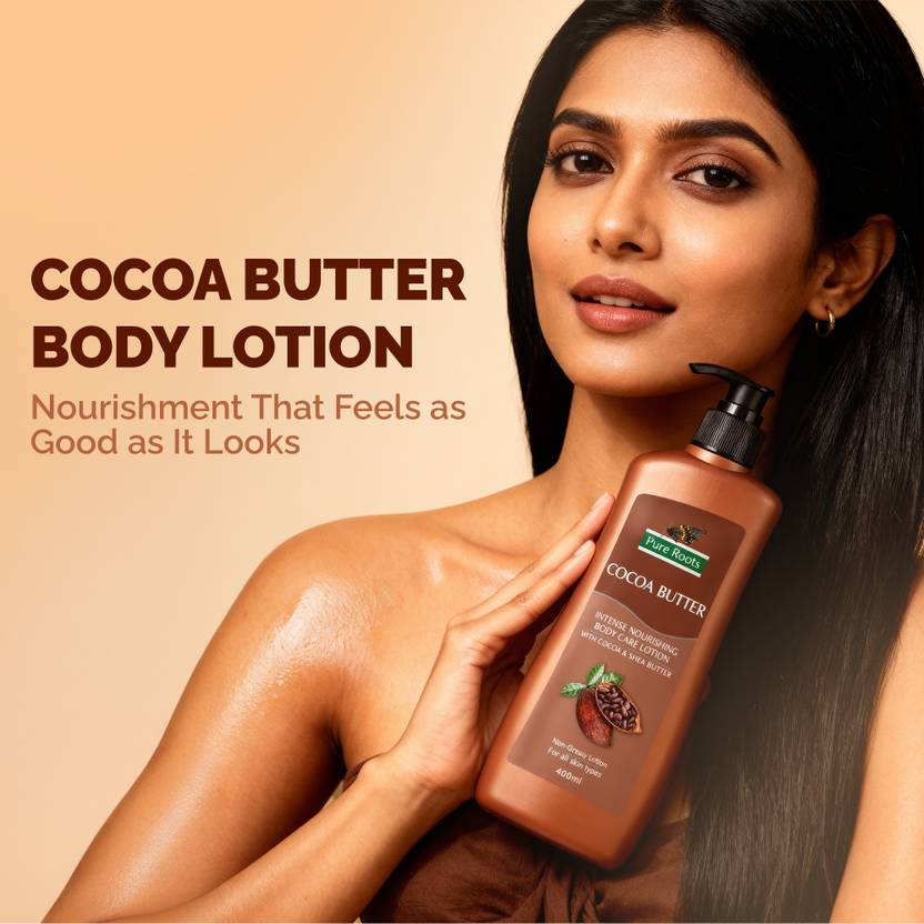 Pure Roots Kesar Malai & Cocoa Butter Body Lotion Combo 400ml Each Pack of 2 - Total  (800 ml)