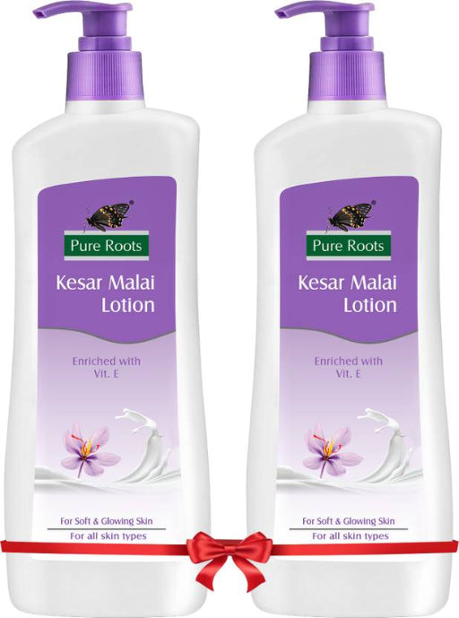 Pure Roots Kesar Malai Body Lotion 400ml (Pack of 2) | Nourishing & Fast Absorbing  (800 ml)