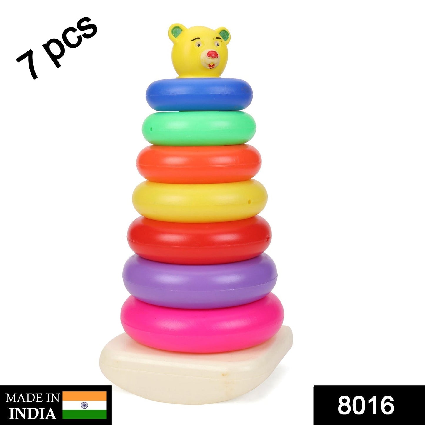Plastic Baby Kids Teddy Stacking Ring Jumbo Stack Up Educational Toy 7pc - Springkart 