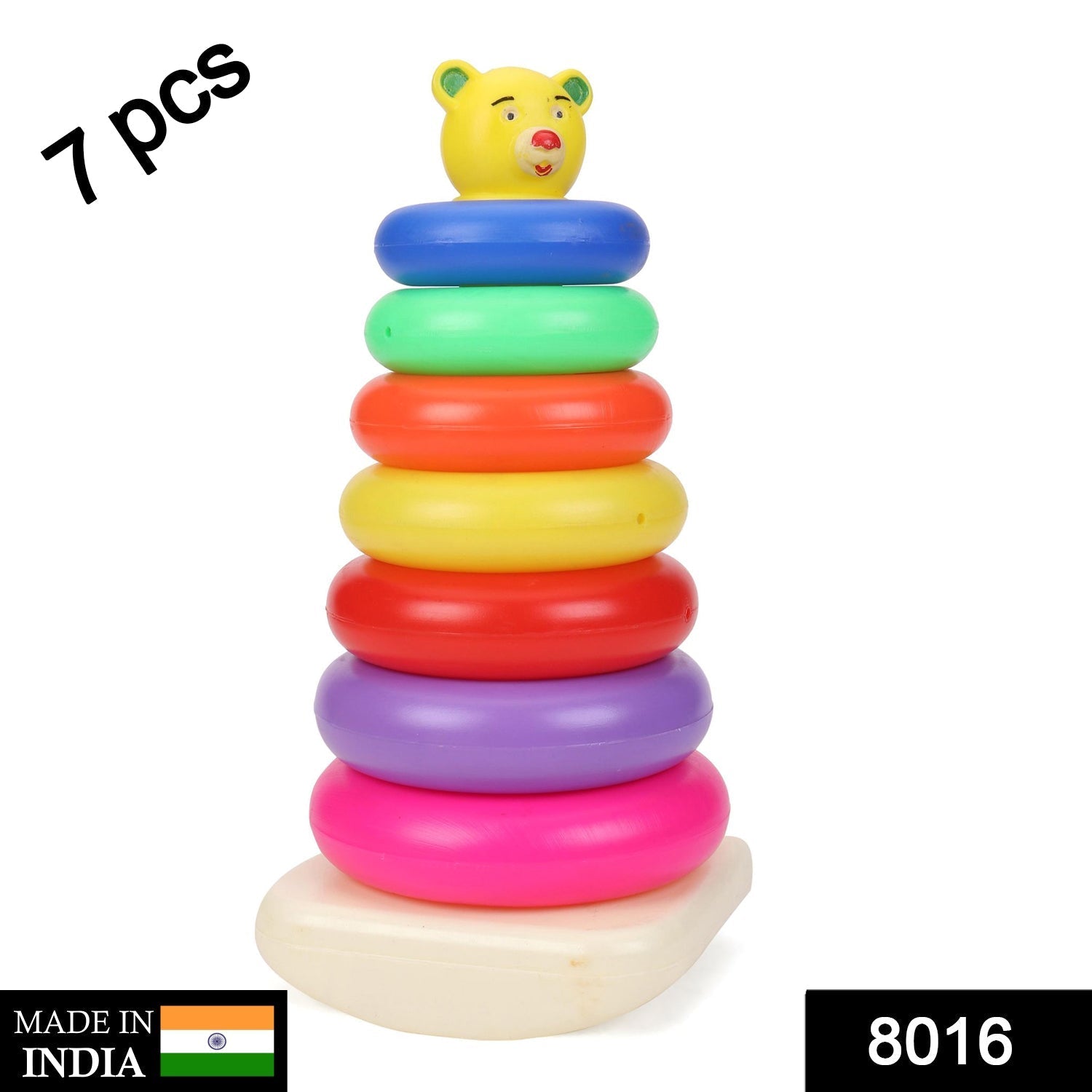 Plastic Baby Kids Teddy Stacking Ring Jumbo Stack Up Educational Toy 7pc - Springkart 