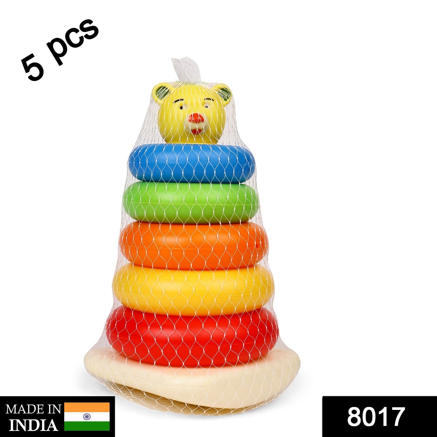Plastic Baby Kids Teddy Stacking Ring Jumbo Stack Up Educational Toy 5pc - Springkart 