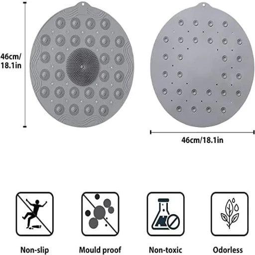 Shower Mat, Round Shape Shower Stall Mats Non-Slip Bath Mat, Massage Silicone Mats with Suction Cups & Drainage Hole - Springkart 