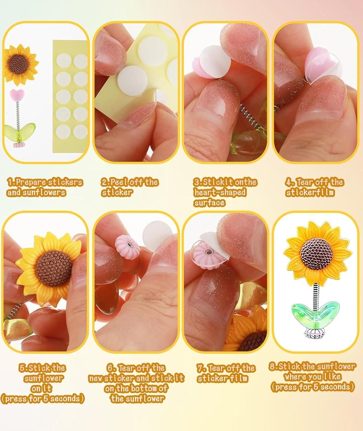 Swinging Sun Flower Dashboard Decor For Car (Pack of 5)