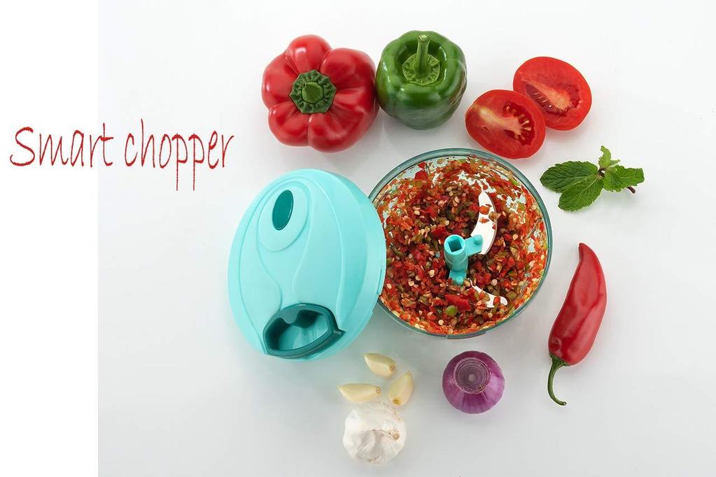 Manual Stainless Steel Blades Compact Hand Held Vegetable Chopper / Slicer (Brown Package Box) - Springkart 