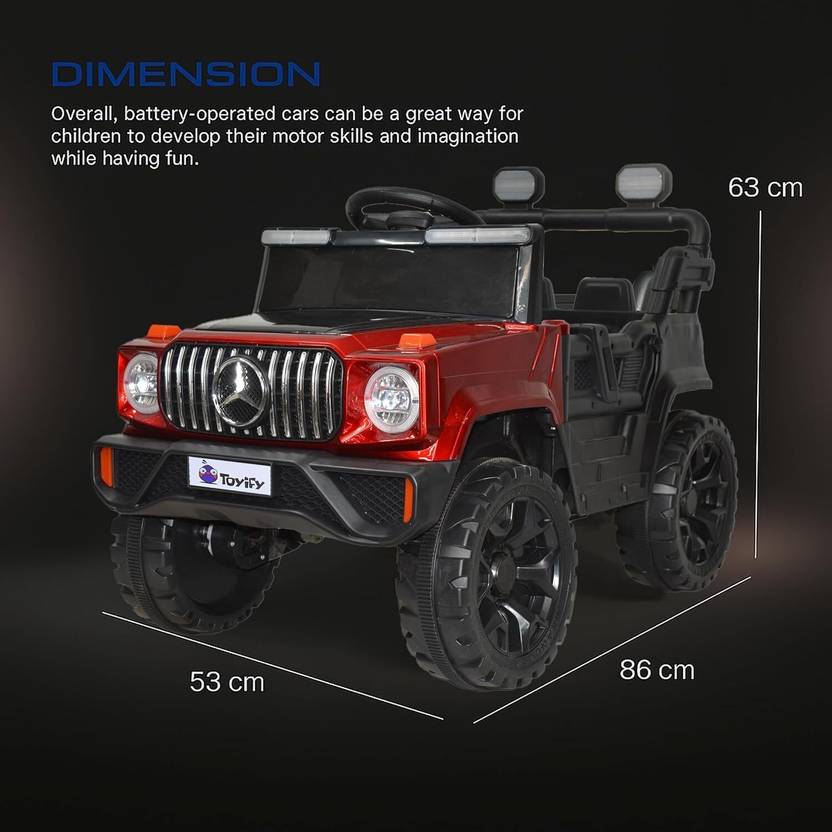Toyify 4x4 Ride-On Car for Kids – Dual Motor, Remote Control, Music & Lights Jeep Battery Operated Ride On  (Red)