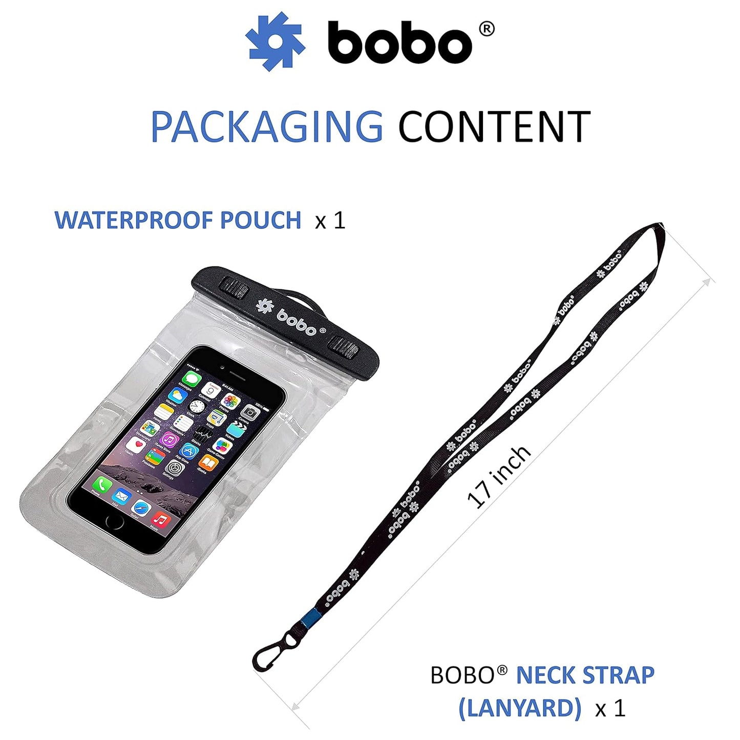 BOBO Universal Waterproof Pouch (Big Size) Cellphone Dry Bag Case for Smartphone – Transparent (Pack of 1)