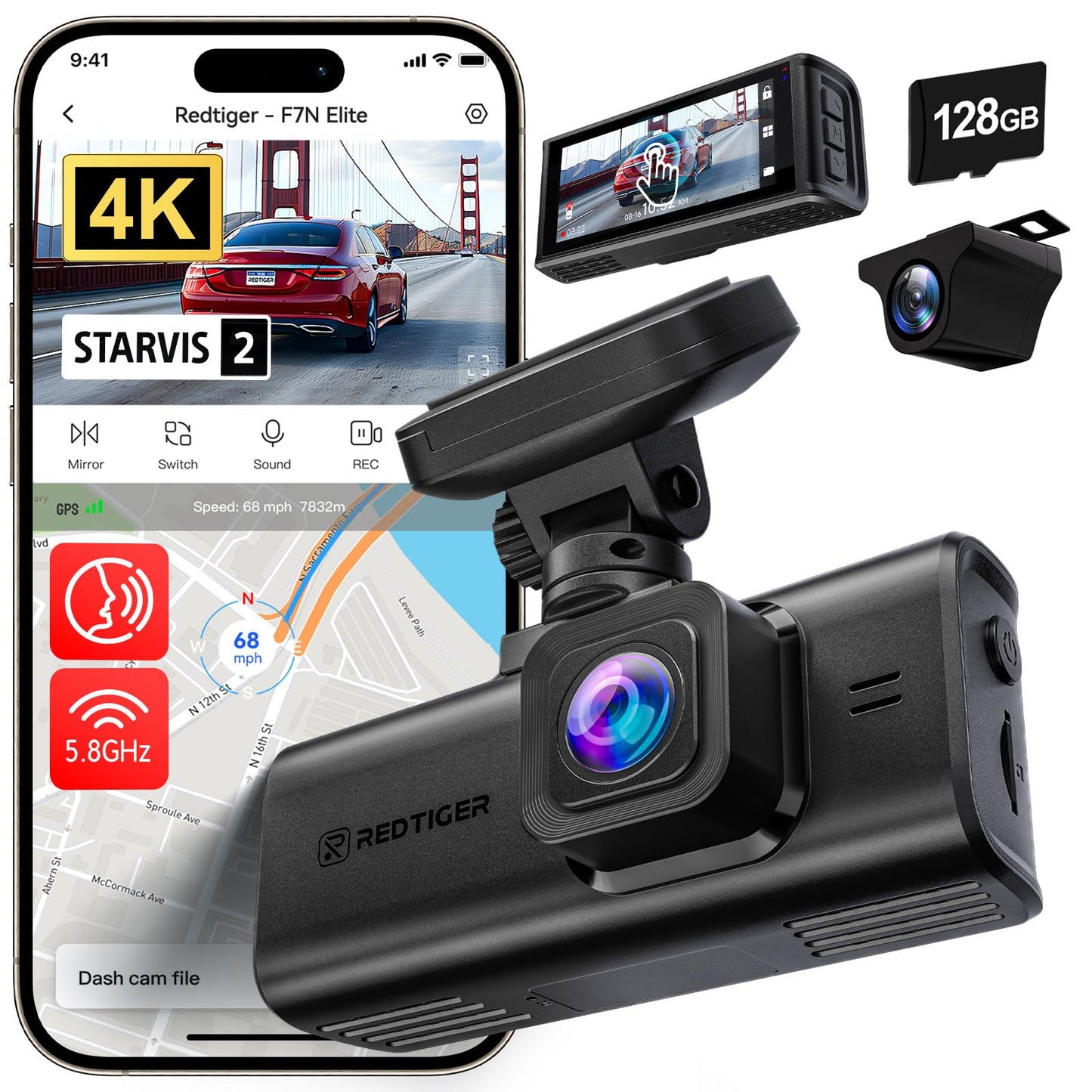 DDPAI Dual Channel Dash Cam for Car Front and Rear | 1296P Front + 1080P Rear Camera |