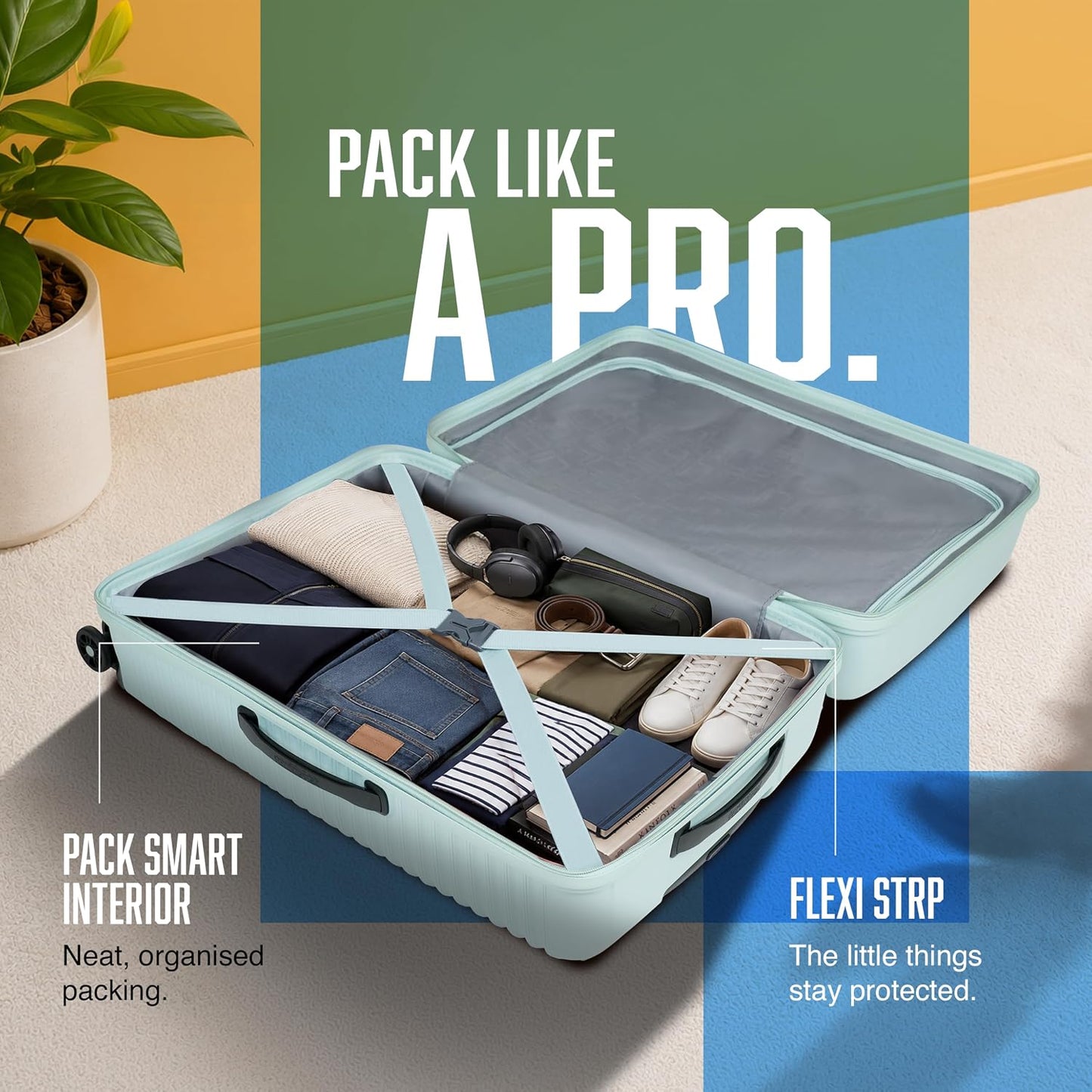 American Tourister Liftoff+|Medium Size Check-in Spinner Trolley Bag (67 cm) for Travel|360° 8 Wheel Travel Luggage|Hard Case Polypropylene (PP) Suitcase|Mounted TSA Lock|Seafoam Blue