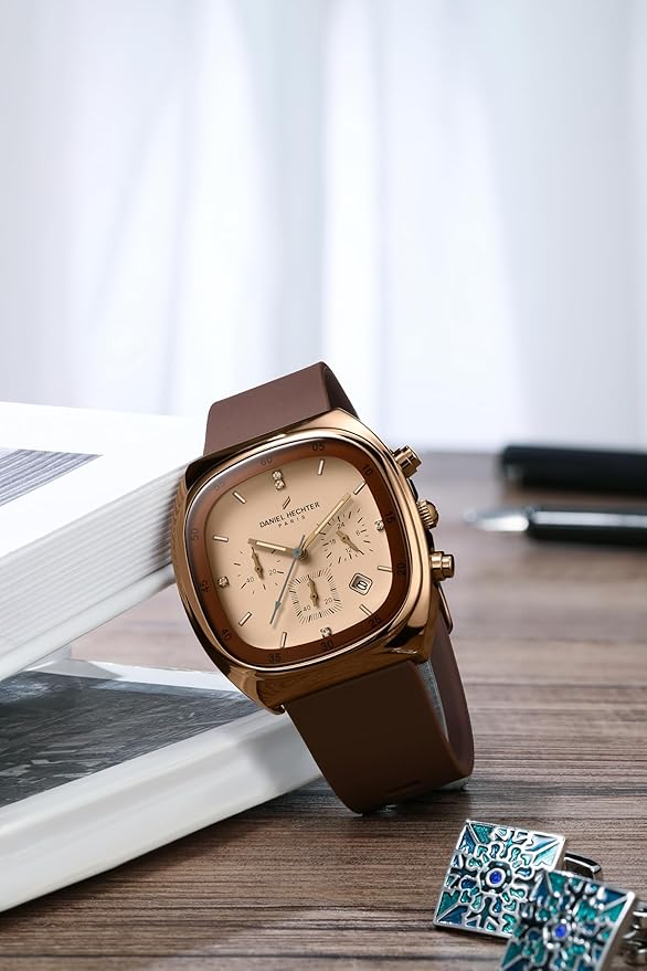 Daniel Hechter Paris Bercy Collection Modern Multi Functional Watch for Men with Square Dial and Silicon Band-DHM1001
