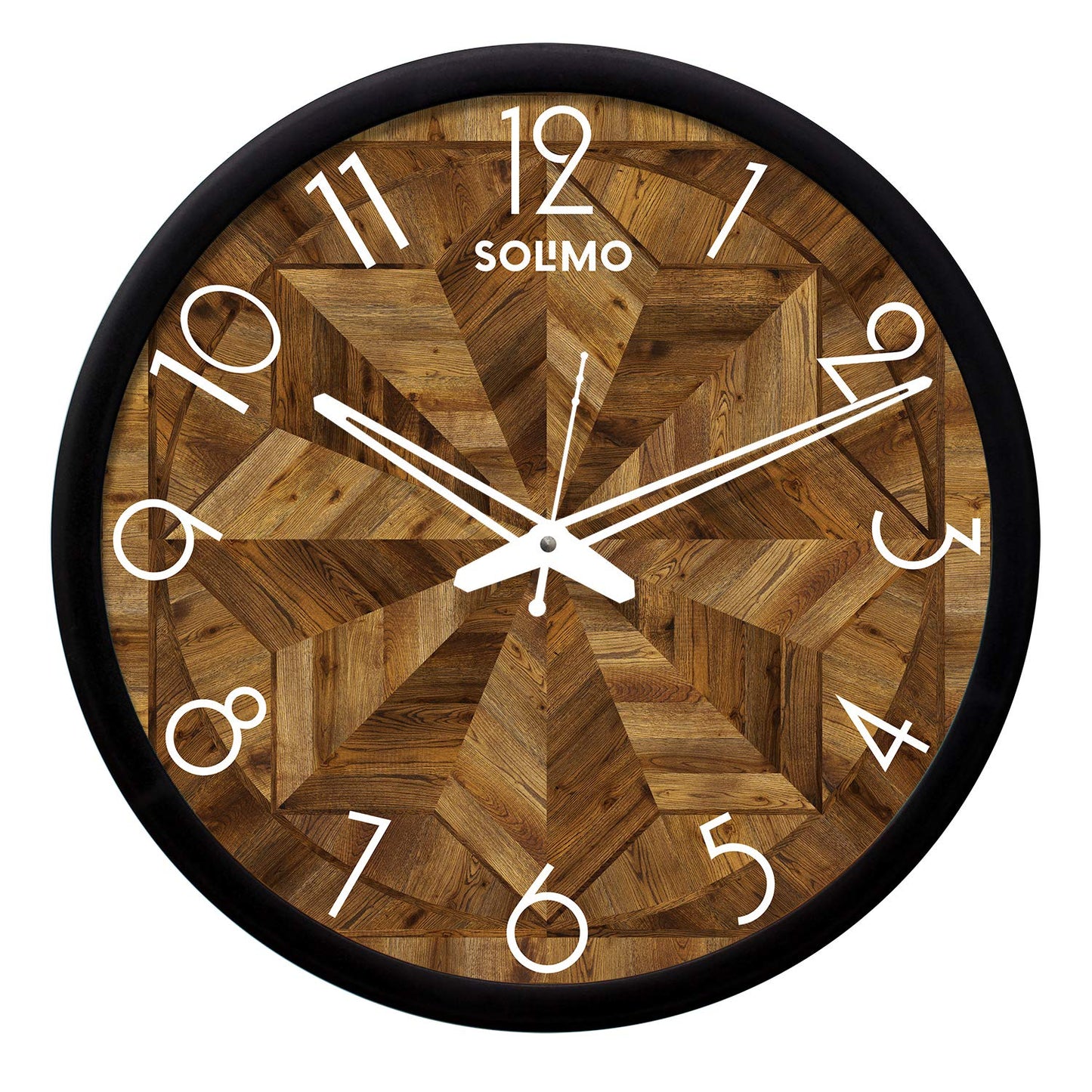 Amazon Brand - Solimo 12-inch Plastic & Glass Wall Clock - Classic Roulette (Silent Movement, Black Frame)