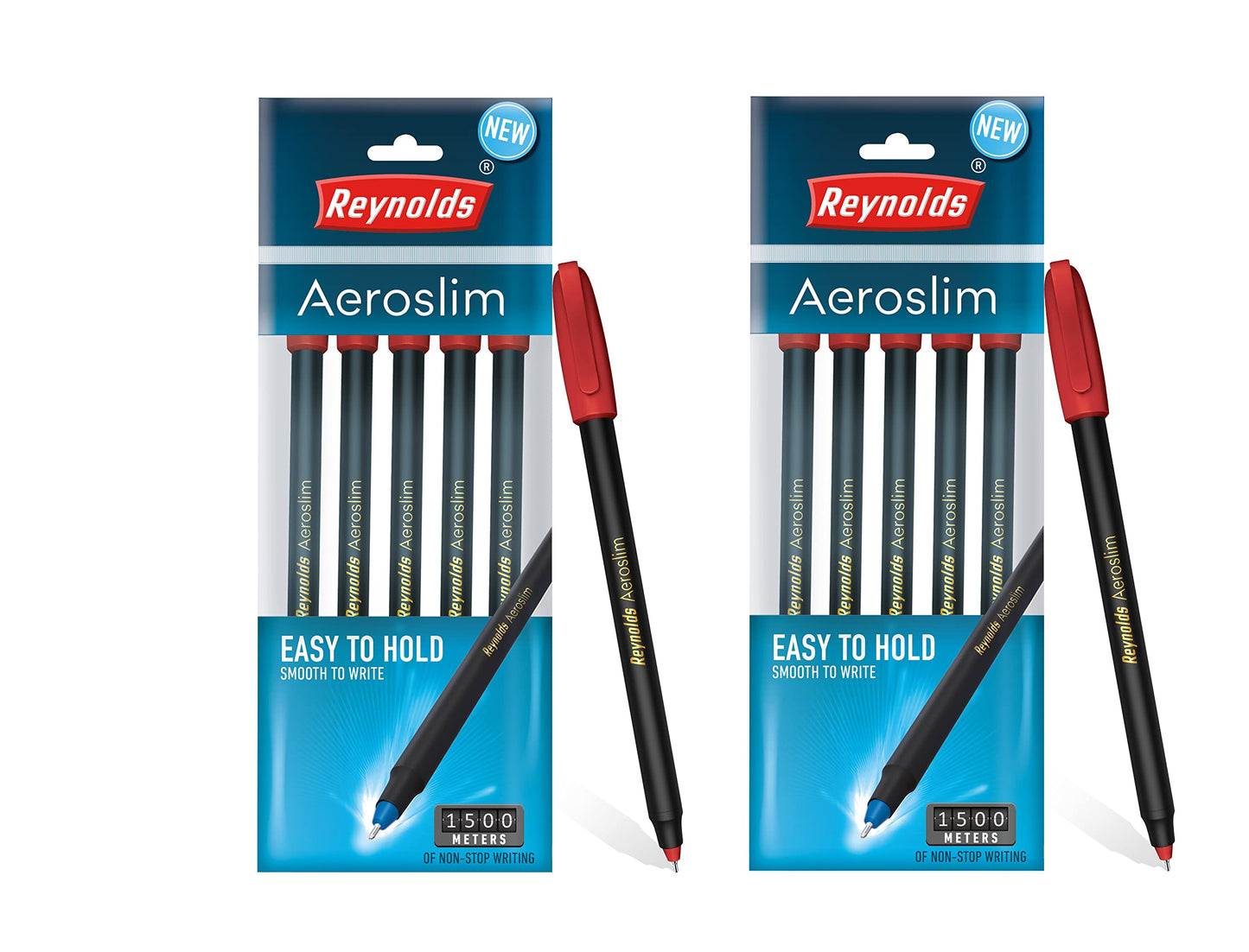 Reynolds AEROSLIM Ball Pen SET - 50 BLUE PENS WITH COMFORTABLE GRIP |BLUE BALL PENS FOR WRITING | PEN FOR STUDENTS & OFFICE STATIONERY | 0.7 mm TIP SIZE - Springkart 