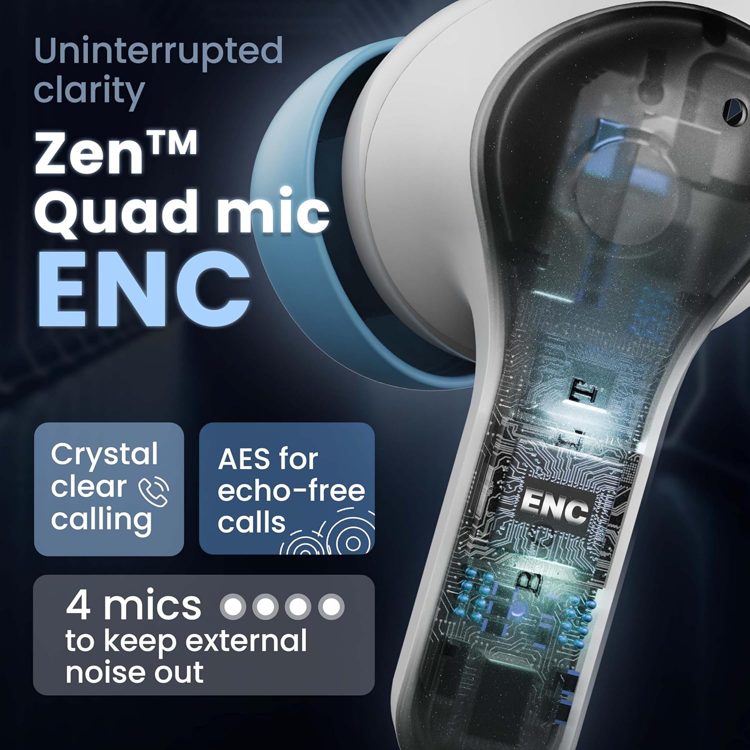 Boult K10 Truly Wireless Bluetooth in Ear Earbuds with 50H Playtime, 4 Mic Clear Calling, 45ms Low Latency, 10mm Drivers, Touch Controls, Type-C Fast Charging, IPX5, TWS Ear Buds Wireless (Ice Blue) - Springkart 