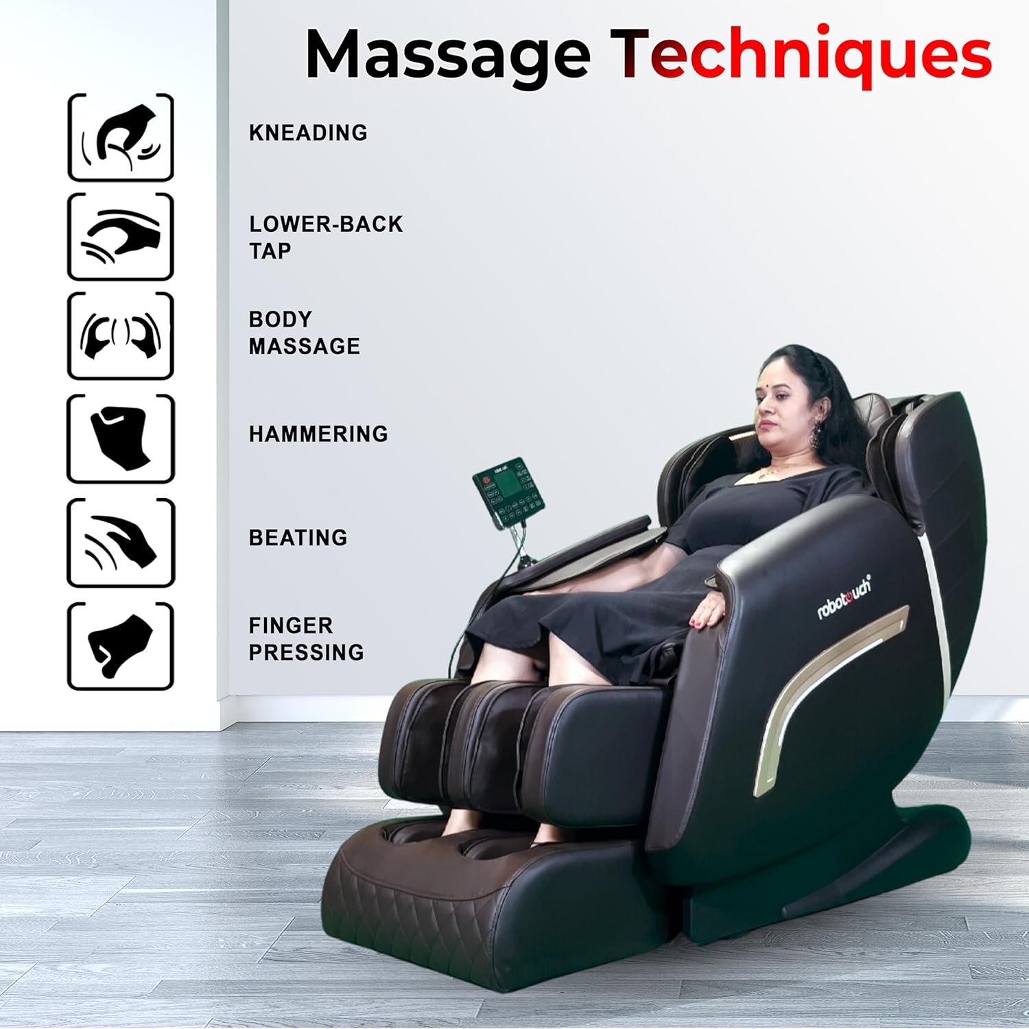 RoboTouch EcoLax SL Track Zero Gravity Full Body Electric Massage Chair (Brown)