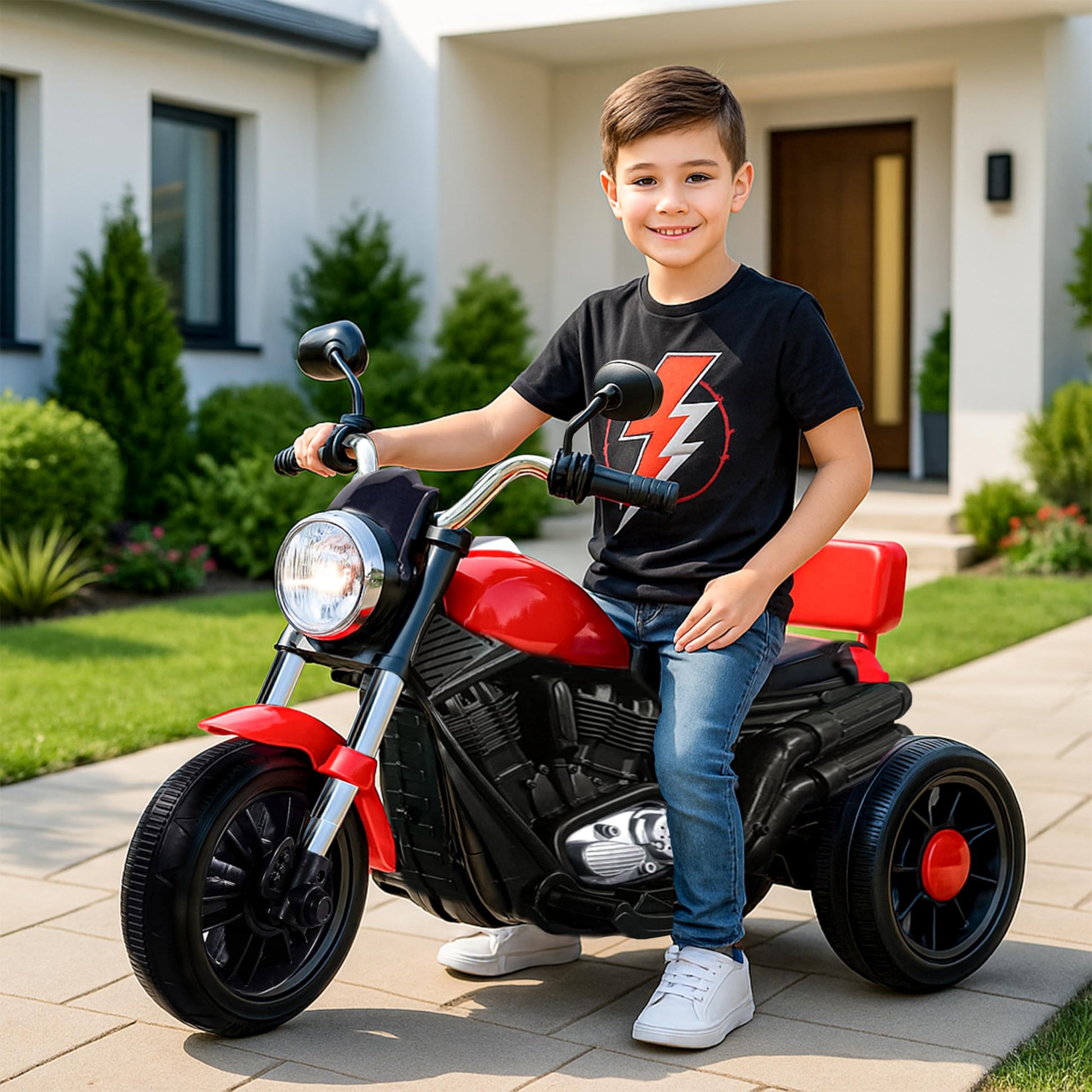 Kidsmate Ride Xtreme Electric Bike for Kids | 6V Battery, MP3 Player, USB, Bluetooth, LED Lights & Foot Accelerator | Battery-Operated Ride-On Bike with Backrest for Boys & Girls Aged 1-5 Years