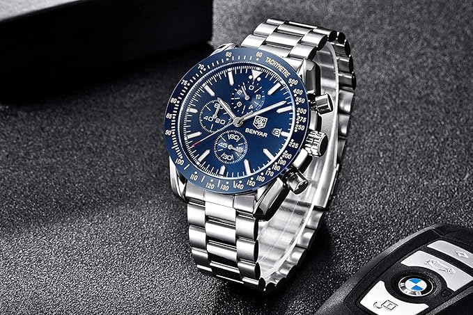 BENYAR Men's Luxury Chronograph Watch – Business, Casual | Quartz Movement with Date Display | Stylish Wristwatch | Gift for Men