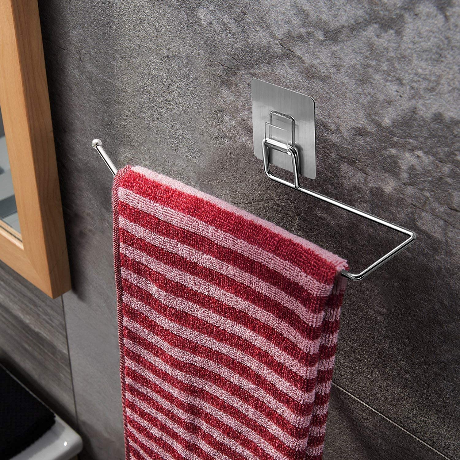 Stainless Steel Drill Free Self-Adhesive Paper Roll Holder Tissue Paper Stand Towel Bar Hanger Kitchen Towel Holder for Kitchen Bathroom Toilet (Pack of 1) - Springkart 