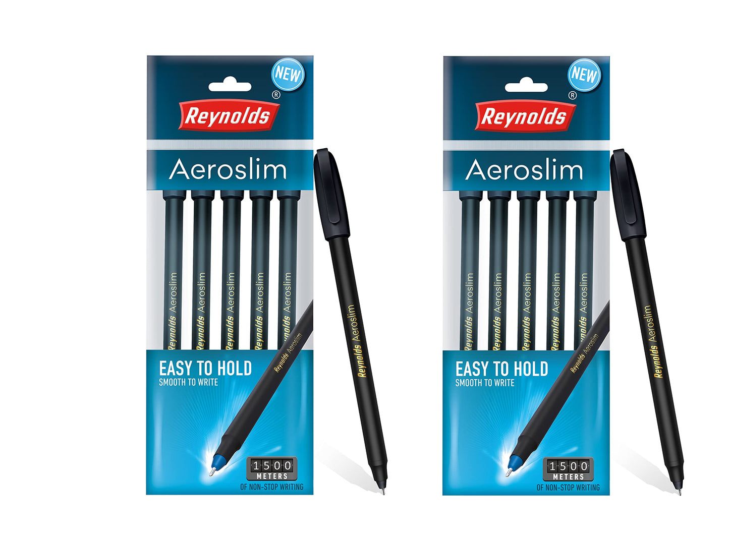 Reynolds AEROSLIM Ball Pen SET - 50 BLUE PENS WITH COMFORTABLE GRIP |BLUE BALL PENS FOR WRITING | PEN FOR STUDENTS & OFFICE STATIONERY | 0.7 mm TIP SIZE - Springkart 