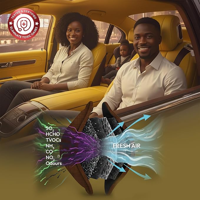 GOODAIR 2.0 Non-Electric Car Air Purifier | 24/7 Purification | Patented Technology | Clinically Proven to Prevent Motion Sickness | Tested & Certified to Absorb Toxic Gases | Romantic Coffee