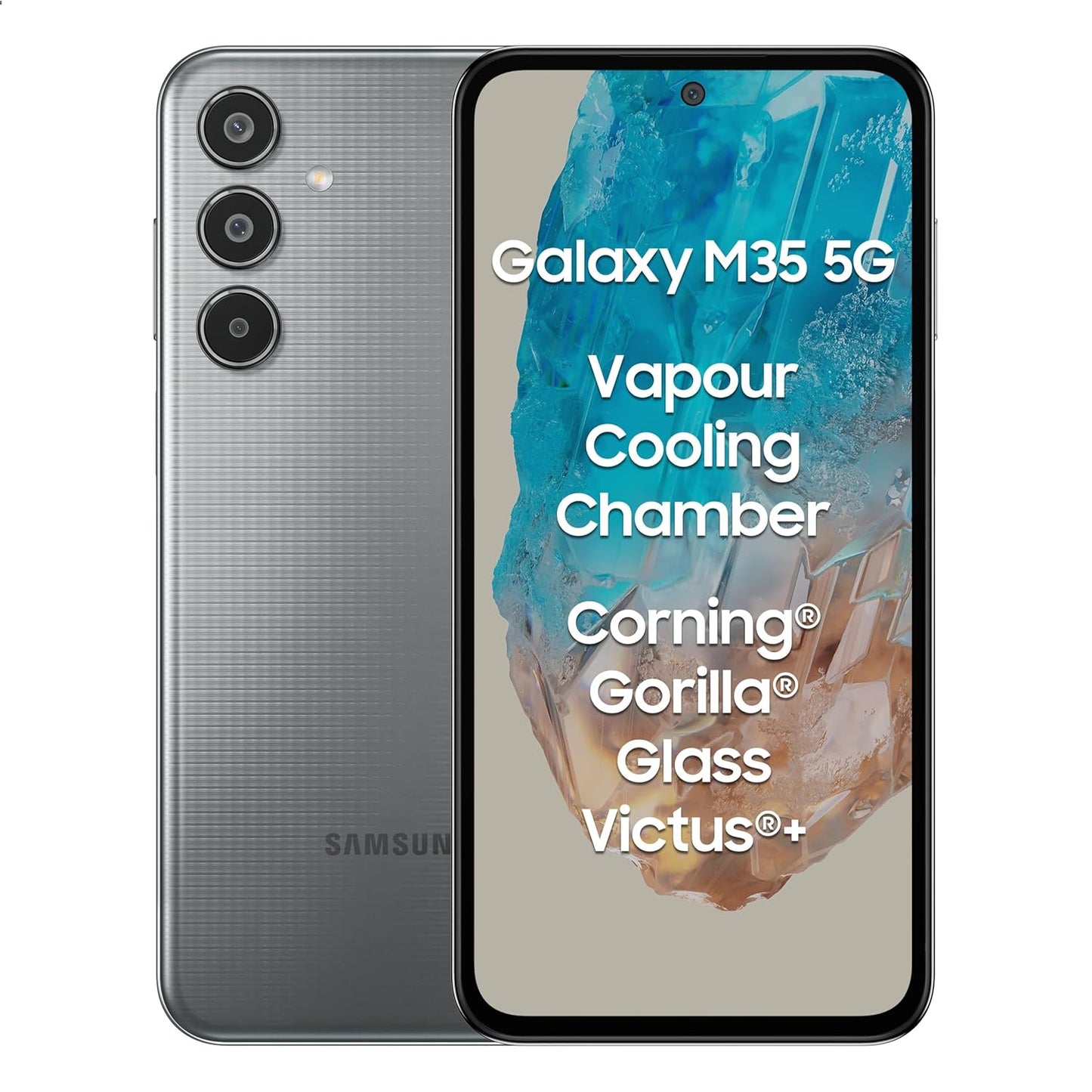 Samsung Galaxy M35 5G (Thunder Grey,8GB RAM,256GB Storage)| Corning Gorilla Glass Victus+| AnTuTu Score 595K+ | Vapour Cooling Chamber | 6000mAh Battery | 120Hz Super AMOLED Display| Without Charger - Springkart 