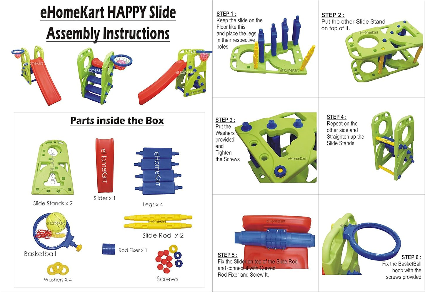 eHomeKart Slide and Swing Combo for Kids - PlayTool Happy Garden Slider Combo (Happy Slide Cum Swing Combo) - 153 x 86 x 103 cm