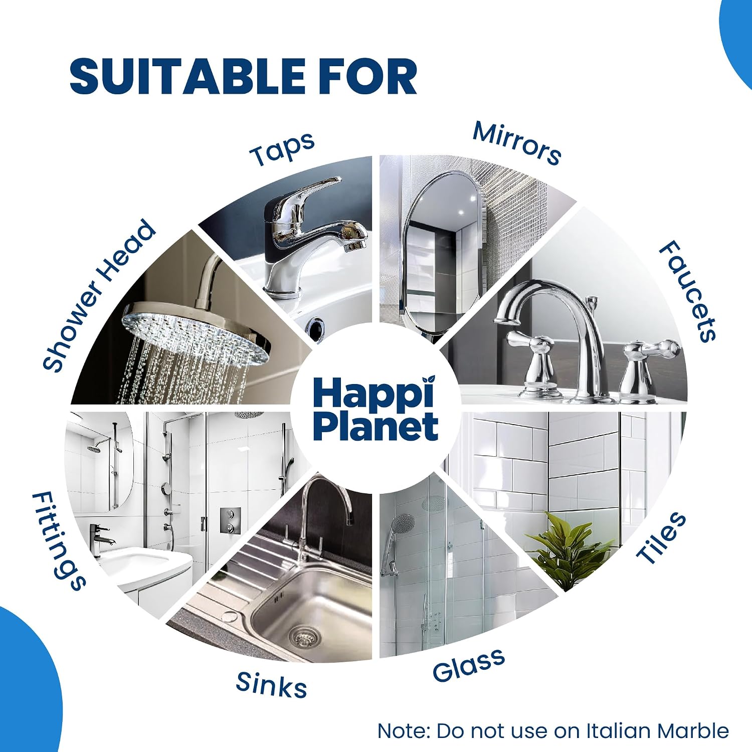 Happi Planet | Tap Cleaner & Limescale Remover | India's 1St Foaming Formulation For Reduced Scrubbing Effort | 500Ml | Suitable For Bathroom, Tap, Shower, Tiles, Mirrors | Non Toxic & Eco-Friendly