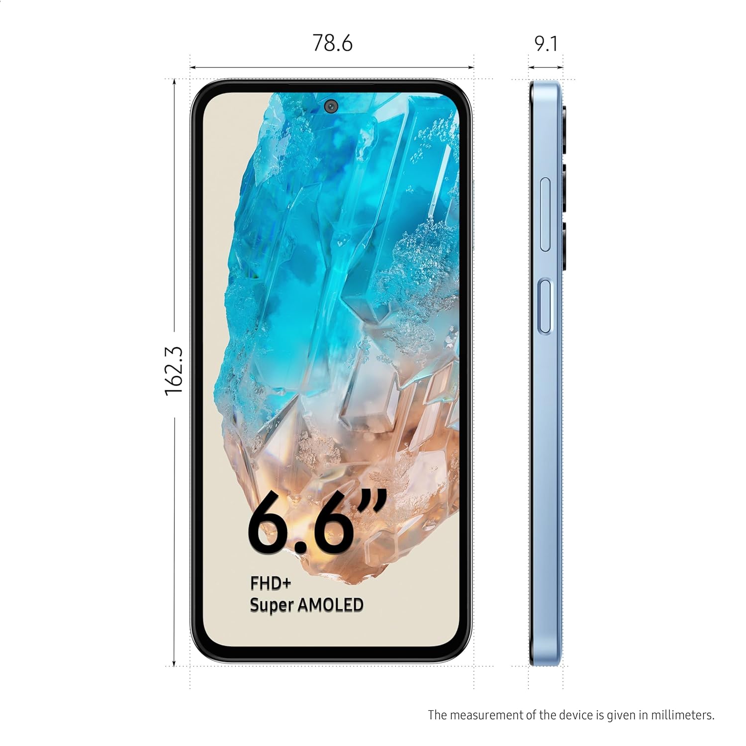 Samsung Galaxy M35 5G (Daybreak Blue,8GB RAM,256GB Storage)| Corning Gorilla Glass Victus+| AnTuTu Score 595K+ | Vapour Cooling Chamber | 6000mAh Battery | 120Hz Super AMOLED Display| Without Charger - Springkart 