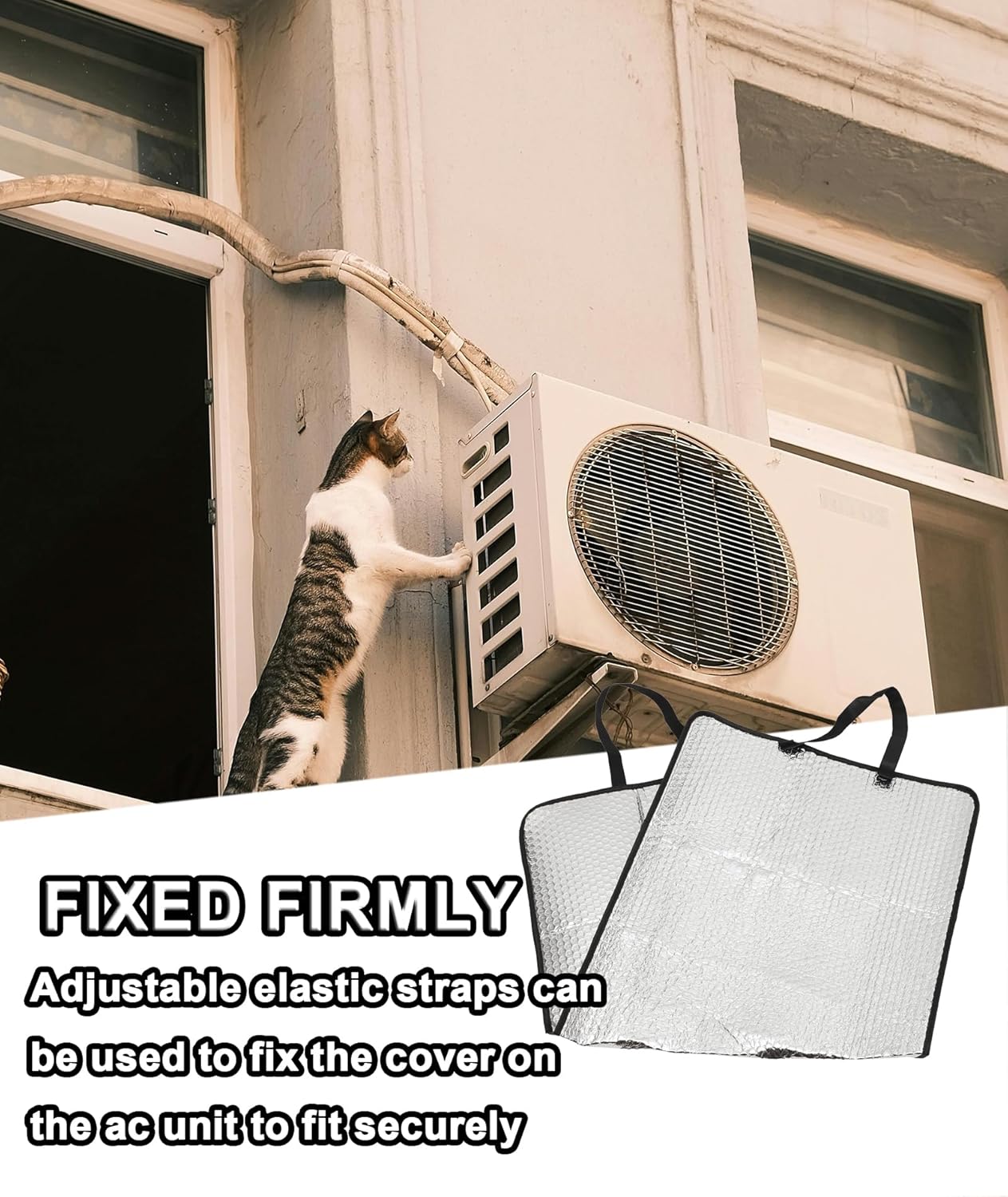 Ac Outdoor Unit Protector, Ac Outdoor Unit Cover, Ac Cover, Ac Outdoor Unit Protector Cover Waterproof from Heat Insulation Sunlight Shade Protector from Dust with Adjustable Buckle Hooks - Springkart 