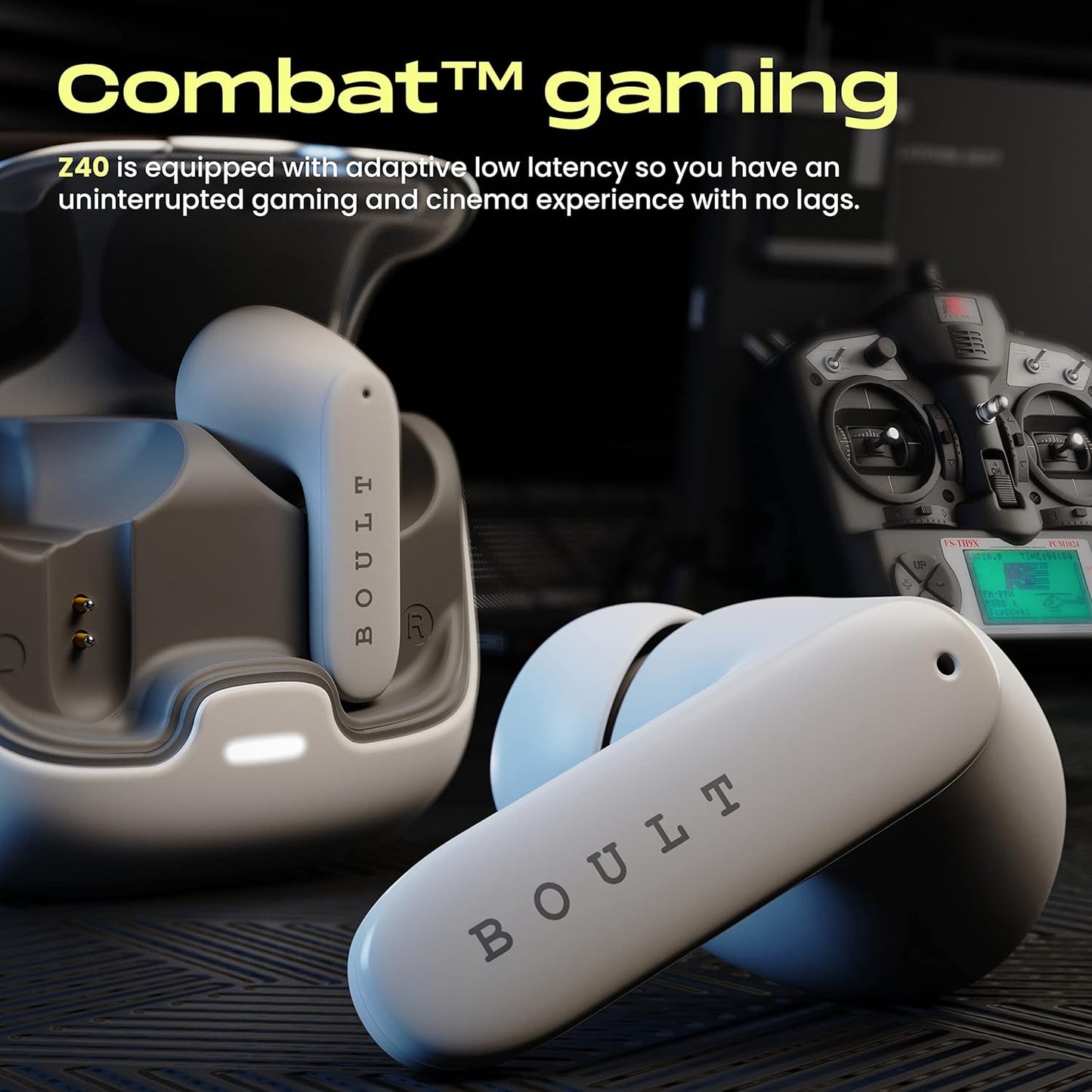 Boult Audio Z40 True Wireless in Ear Earbuds with 60H Playtime, Zen™ ENC Mic, Low Latency Gaming, Type-C Fast Charging, Made in India, 10mm Rich Bass Drivers, IPX5, Bluetooth 5.3 Ear Buds TWS (White) - Springkart 