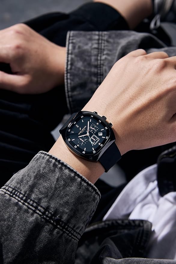 Daniel Hechter Paris Bercy Collection Modern Multi Functional Watch for Men with Square Dial and Silicon Band-DHM1001