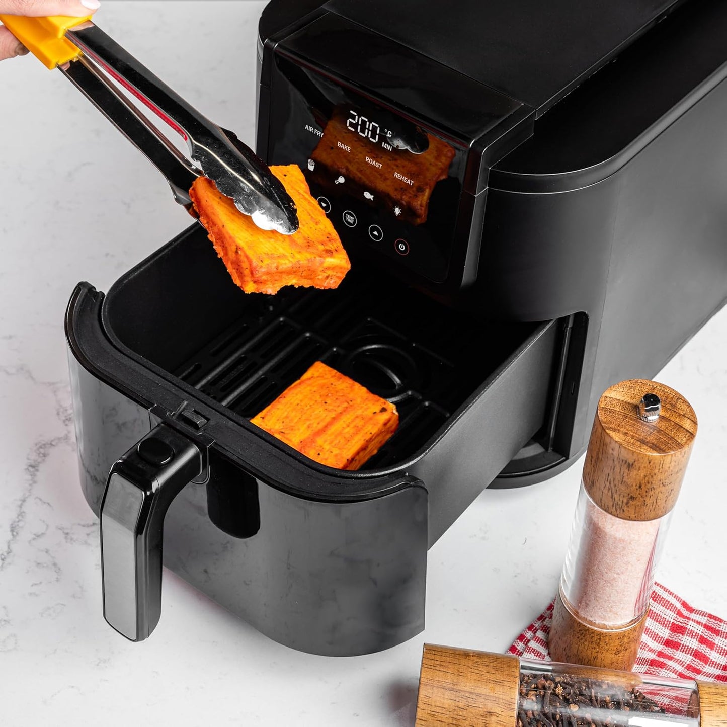 Nutricook 5L Air Fryer Slim (2025) with 100% Toxin-Free Ceramic Coating—No PTFE, PFAS, PFOA or Microplastics, Clear Window, Light & Large Basket | 1500W, 4 Presets, 2-Year Warranty