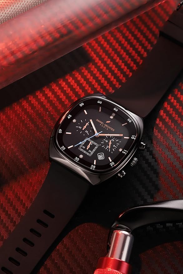 Daniel Hechter Paris Bercy Collection Modern Multi Functional Watch for Men with Square Dial and Silicon Band-DHM1001