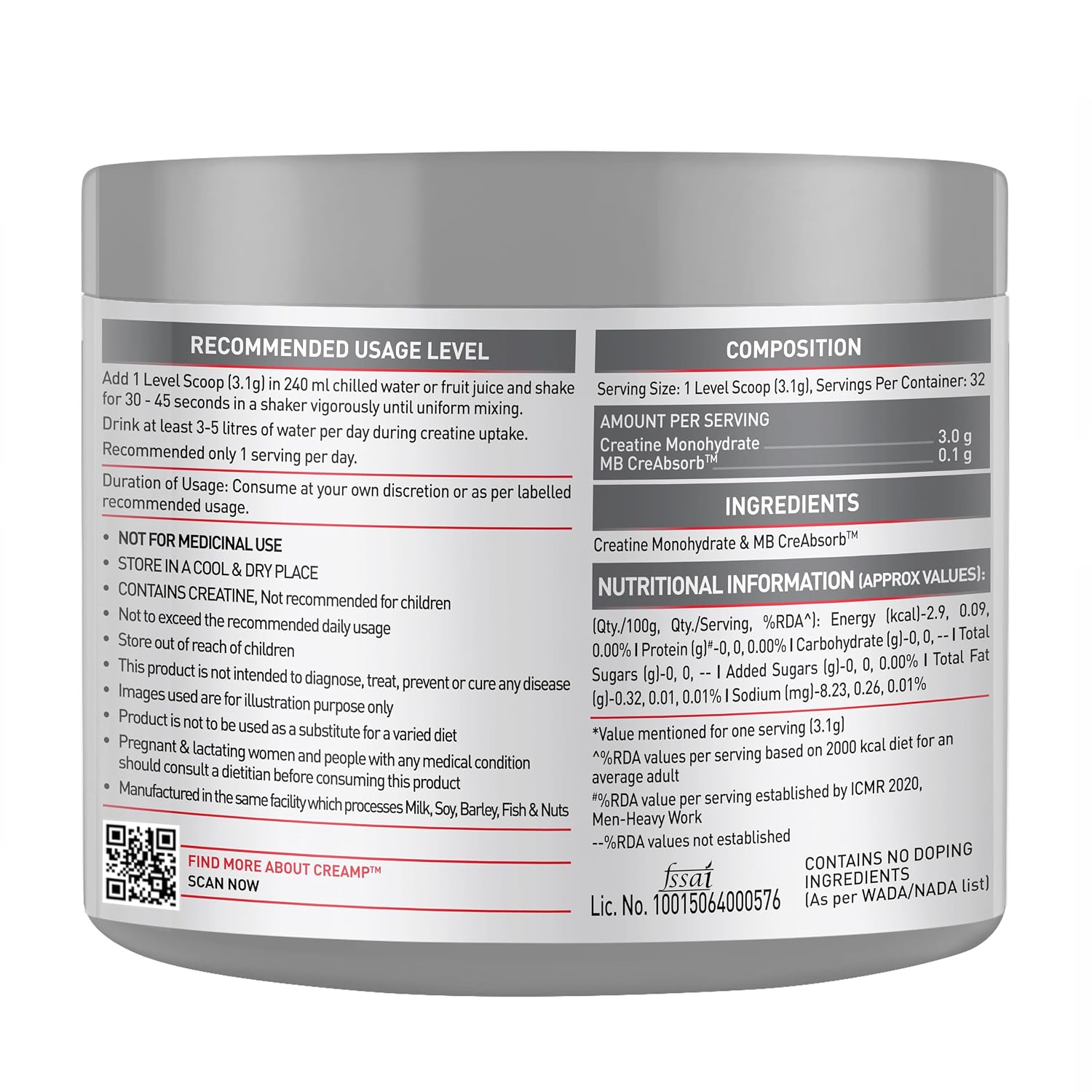 MuscleBlaze Biozyme Performance Whey Protein, 4kg + Creatine 100g