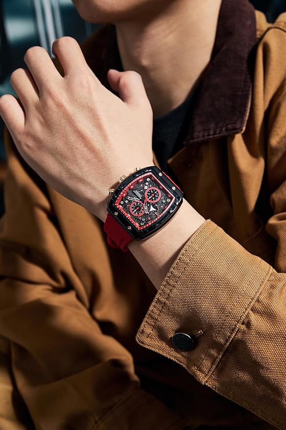 Giordano Square Dial Multifuncational Watch for Men with Stylish Design, Waterproof, Date Display & Silicone Strap